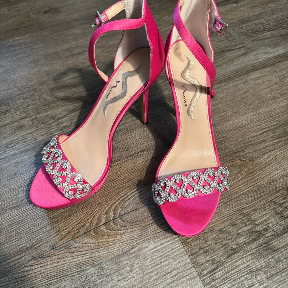 Nina Shoes Fuchsia Heels with Sparkling Embellishments